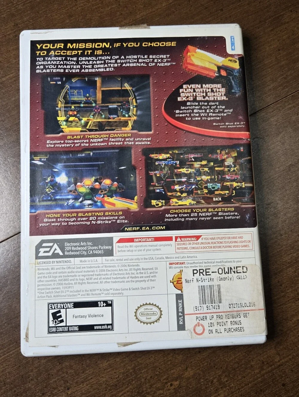 NERF N-Strike Nintendo Wii Video Game Complete with Manual CIB 2008 Y2K